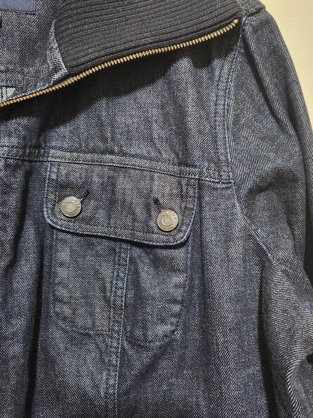 Denim Knit Jacket Sweater Collar Full-Zip Front Pockets Gorpcore-adjacent 22 WP